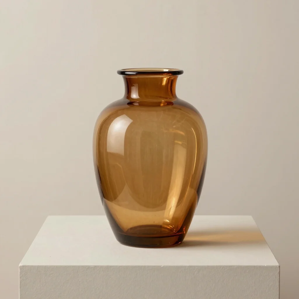 Earthy Amber Hand-Blown Glass Vessel
