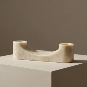 Honed Travertine Arc Candleholder