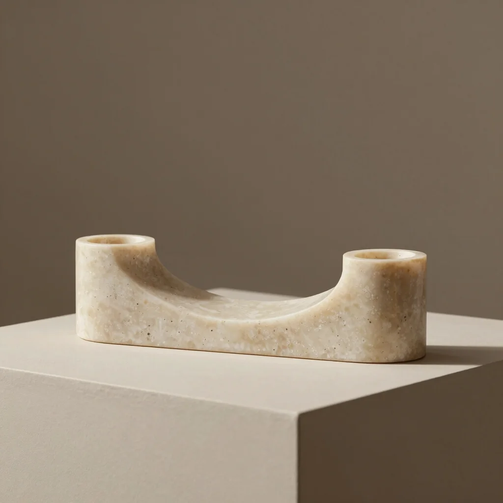 Honed Travertine Arc Candleholder