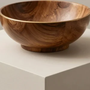 Sculpted Walnut and Brass Vessel